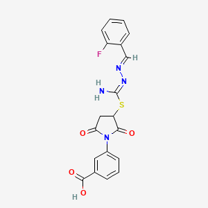molecular formula C19H15FN4O4S B5984904 3-(3-{[[2-(2-fluorobenzylidene)hydrazino](imino)methyl]thio}-2,5-dioxo-1-pyrrolidinyl)benzoic acid 