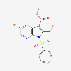 B598503 1H-Pyrrolo[2,3-b]pyridine-3-carboxylic acid, 5-bromo-2-(bromomethyl)-1-(phenylsulfonyl)-, methyl ester CAS No. 1200130-73-9