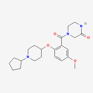 4-{2-[(1-cyclopentyl-4-piperidinyl)oxy]-5-methoxybenzoyl}-2-piperazinone