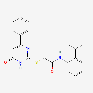 molecular formula C21H21N3O2S B5985136 N-(2-isopropylphenyl)-2-[(4-oxo-6-phenyl-1,4-dihydro-2-pyrimidinyl)thio]acetamide 