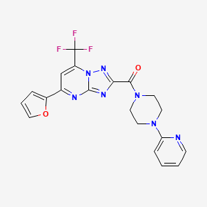 molecular formula C20H16F3N7O2 B5985154 5-(2-furyl)-2-{[4-(2-pyridinyl)-1-piperazinyl]carbonyl}-7-(trifluoromethyl)[1,2,4]triazolo[1,5-a]pyrimidine 