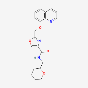 molecular formula C20H21N3O4 B5985170 2-[(8-quinolinyloxy)methyl]-N-(tetrahydro-2H-pyran-2-ylmethyl)-1,3-oxazole-4-carboxamide 