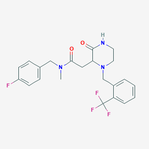 molecular formula C22H23F4N3O2 B5985233 N-(4-fluorobenzyl)-N-methyl-2-{3-oxo-1-[2-(trifluoromethyl)benzyl]-2-piperazinyl}acetamide 