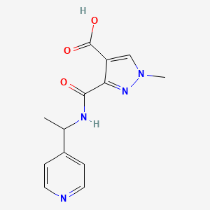 molecular formula C13H14N4O3 B5985240 1-methyl-3-({[1-(4-pyridinyl)ethyl]amino}carbonyl)-1H-pyrazole-4-carboxylic acid 
