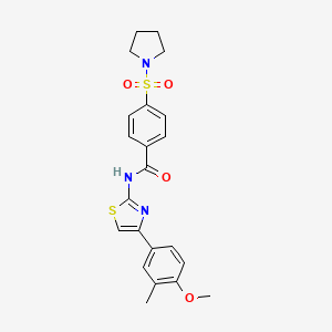 molecular formula C22H23N3O4S2 B5985244 N-[4-(4-methoxy-3-methylphenyl)-1,3-thiazol-2-yl]-4-(1-pyrrolidinylsulfonyl)benzamide 