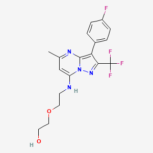 molecular formula C18H18F4N4O2 B5985252 2-(2-{[3-(4-fluorophenyl)-5-methyl-2-(trifluoromethyl)pyrazolo[1,5-a]pyrimidin-7-yl]amino}ethoxy)ethanol 