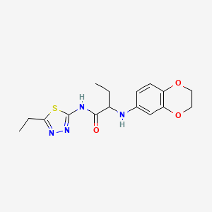 molecular formula C16H20N4O3S B5985259 2-(2,3-dihydro-1,4-benzodioxin-6-ylamino)-N-(5-ethyl-1,3,4-thiadiazol-2-yl)butanamide 