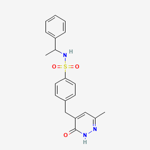 4-[(6-methyl-3-oxo-2,3-dihydro-4-pyridazinyl)methyl]-N-(1-phenylethyl)benzenesulfonamide