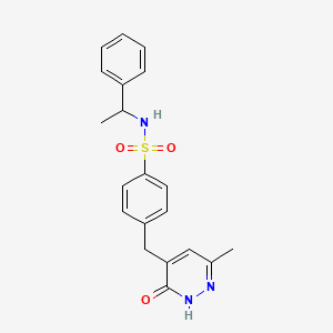 molecular formula C20H21N3O3S B5985284 4-[(6-methyl-3-oxo-2,3-dihydro-4-pyridazinyl)methyl]-N-(1-phenylethyl)benzenesulfonamide 