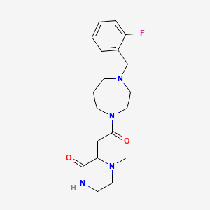 molecular formula C19H27FN4O2 B5985308 3-{2-[4-(2-fluorobenzyl)-1,4-diazepan-1-yl]-2-oxoethyl}-4-methyl-2-piperazinone 