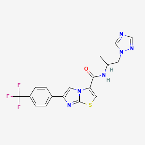 molecular formula C18H15F3N6OS B5985313 N-[1-methyl-2-(1H-1,2,4-triazol-1-yl)ethyl]-6-[4-(trifluoromethyl)phenyl]imidazo[2,1-b][1,3]thiazole-3-carboxamide 