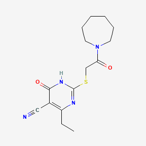 molecular formula C15H20N4O2S B5985364 2-{[2-(1-azepanyl)-2-oxoethyl]thio}-4-ethyl-6-oxo-1,6-dihydro-5-pyrimidinecarbonitrile 