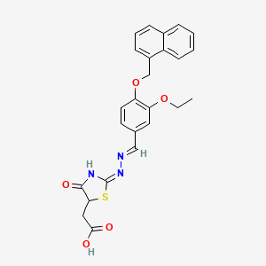 (2-{[3-ethoxy-4-(1-naphthylmethoxy)benzylidene]hydrazono}-4-oxo-1,3-thiazolidin-5-yl)acetic acid