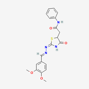 2-{2-[(3,4-dimethoxybenzylidene)hydrazono]-4-oxo-1,3-thiazolidin-5-yl}-N-phenylacetamide