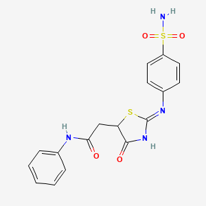 2-(2-{[4-(aminosulfonyl)phenyl]amino}-4-oxo-4,5-dihydro-1,3-thiazol-5-yl)-N-phenylacetamide