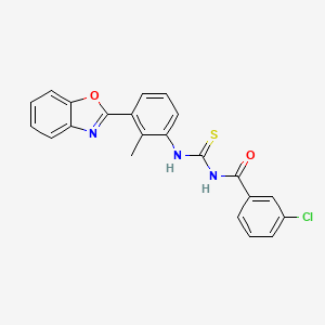 N-({[3-(1,3-benzoxazol-2-yl)-2-methylphenyl]amino}carbonothioyl)-3-chlorobenzamide