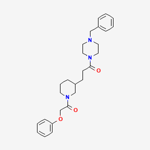molecular formula C27H35N3O3 B5985537 1-benzyl-4-{3-[1-(phenoxyacetyl)-3-piperidinyl]propanoyl}piperazine 