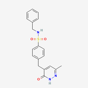 molecular formula C19H19N3O3S B5985539 N-benzyl-4-[(6-methyl-3-oxo-2,3-dihydro-4-pyridazinyl)methyl]benzenesulfonamide 