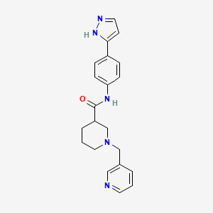 molecular formula C21H23N5O B5985562 N-[4-(1H-pyrazol-5-yl)phenyl]-1-(3-pyridinylmethyl)-3-piperidinecarboxamide 