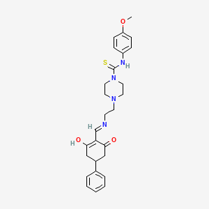 molecular formula C27H32N4O3S B5985659 4-(2-{[(2,6-dioxo-4-phenylcyclohexylidene)methyl]amino}ethyl)-N-(4-methoxyphenyl)-1-piperazinecarbothioamide 