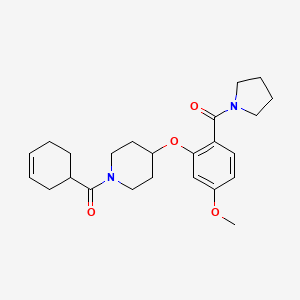 molecular formula C24H32N2O4 B5985676 1-(3-cyclohexen-1-ylcarbonyl)-4-[5-methoxy-2-(1-pyrrolidinylcarbonyl)phenoxy]piperidine 