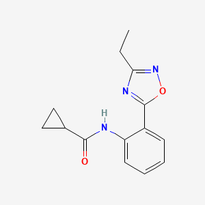 molecular formula C14H15N3O2 B5985719 N-[2-(3-ethyl-1,2,4-oxadiazol-5-yl)phenyl]cyclopropanecarboxamide 
