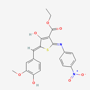 molecular formula C21H18N2O7S B5985726 ethyl 5-(4-hydroxy-3-methoxybenzylidene)-2-[(4-nitrophenyl)amino]-4-oxo-4,5-dihydro-3-thiophenecarboxylate 