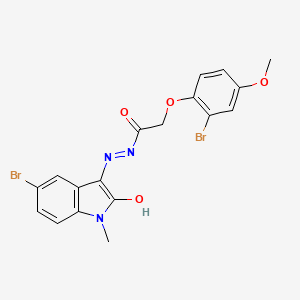 molecular formula C18H15Br2N3O4 B5985812 2-(2-bromo-4-methoxyphenoxy)-N'-(5-bromo-1-methyl-2-oxo-1,2-dihydro-3H-indol-3-ylidene)acetohydrazide 