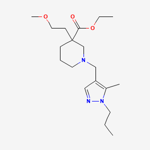 molecular formula C19H33N3O3 B5985825 ethyl 3-(2-methoxyethyl)-1-[(5-methyl-1-propyl-1H-pyrazol-4-yl)methyl]-3-piperidinecarboxylate 