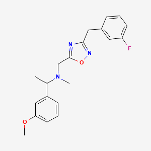 molecular formula C20H22FN3O2 B5985850 N-{[3-(3-fluorobenzyl)-1,2,4-oxadiazol-5-yl]methyl}-1-(3-methoxyphenyl)-N-methylethanamine 