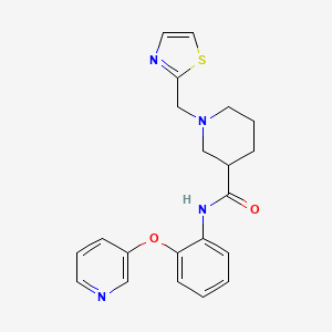 molecular formula C21H22N4O2S B5985861 N-[2-(3-pyridinyloxy)phenyl]-1-(1,3-thiazol-2-ylmethyl)-3-piperidinecarboxamide 