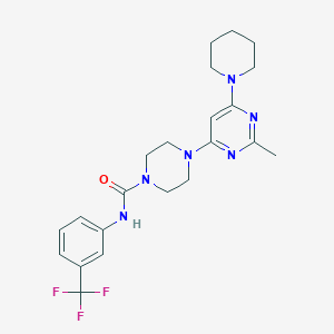 molecular formula C22H27F3N6O B5985914 4-[2-methyl-6-(1-piperidinyl)-4-pyrimidinyl]-N-[3-(trifluoromethyl)phenyl]-1-piperazinecarboxamide 