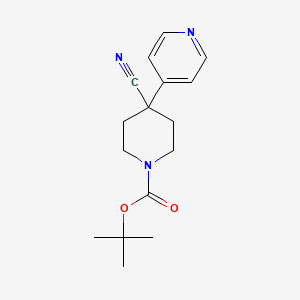molecular formula C16H21N3O2 B598592 1-Boc-4-cyano-4-(4-pyridinyl)-piperidine CAS No. 167262-92-2