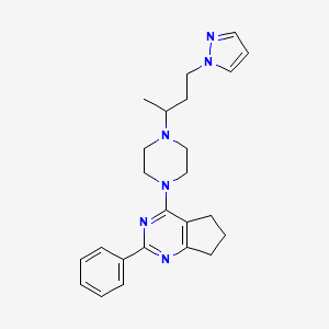 molecular formula C24H30N6 B5985926 4-{4-[1-methyl-3-(1H-pyrazol-1-yl)propyl]-1-piperazinyl}-2-phenyl-6,7-dihydro-5H-cyclopenta[d]pyrimidine 