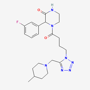 3-(3-fluorophenyl)-4-(4-{5-[(4-methyl-1-piperidinyl)methyl]-1H-tetrazol-1-yl}butanoyl)-2-piperazinone