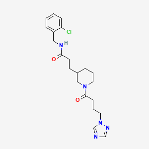 molecular formula C21H28ClN5O2 B5985987 N-(2-chlorobenzyl)-3-{1-[4-(1H-1,2,4-triazol-1-yl)butanoyl]-3-piperidinyl}propanamide 