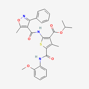 molecular formula C28H27N3O6S B5986013 isopropyl 5-{[(2-methoxyphenyl)amino]carbonyl}-4-methyl-2-{[(5-methyl-3-phenyl-4-isoxazolyl)carbonyl]amino}-3-thiophenecarboxylate 