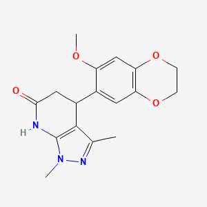 4-(7-methoxy-2,3-dihydro-1,4-benzodioxin-6-yl)-1,3-dimethyl-1,4,5,7-tetrahydro-6H-pyrazolo[3,4-b]pyridin-6-one