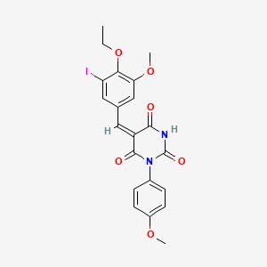 molecular formula C21H19IN2O6 B5986119 5-(4-ethoxy-3-iodo-5-methoxybenzylidene)-1-(4-methoxyphenyl)-2,4,6(1H,3H,5H)-pyrimidinetrione 