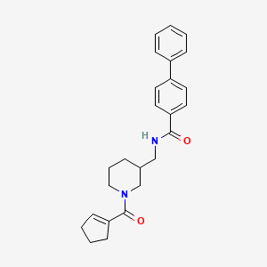 molecular formula C25H28N2O2 B5986160 N-{[1-(1-cyclopenten-1-ylcarbonyl)-3-piperidinyl]methyl}-4-biphenylcarboxamide 