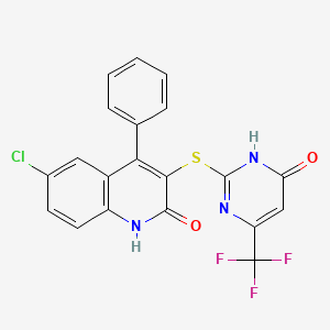 6-chloro-3-{[4-hydroxy-6-(trifluoromethyl)-2-pyrimidinyl]thio}-4-phenyl-2(1H)-quinolinone