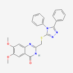 molecular formula C25H21N5O3S B5986196 2-{[(4,5-diphenyl-4H-1,2,4-triazol-3-yl)thio]methyl}-6,7-dimethoxy-4(3H)-quinazolinone 