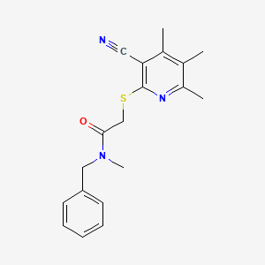 molecular formula C19H21N3OS B5986204 N-benzyl-2-[(3-cyano-4,5,6-trimethylpyridin-2-yl)thio]-N-methylacetamide 