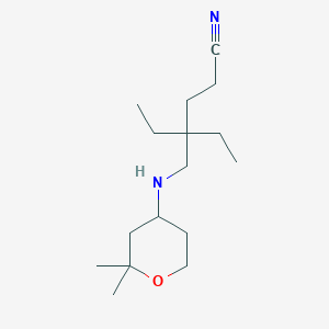 molecular formula C16H30N2O B5986222 4-{[(2,2-dimethyltetrahydro-2H-pyran-4-yl)amino]methyl}-4-ethylhexanenitrile 