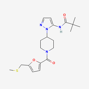 molecular formula C20H28N4O3S B5986233 2,2-dimethyl-N-[1-(1-{5-[(methylthio)methyl]-2-furoyl}-4-piperidinyl)-1H-pyrazol-5-yl]propanamide 