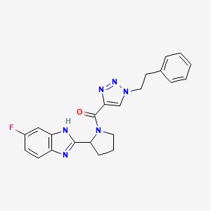 molecular formula C22H21FN6O B5986271 5-fluoro-2-(1-{[1-(2-phenylethyl)-1H-1,2,3-triazol-4-yl]carbonyl}-2-pyrrolidinyl)-1H-benzimidazole 