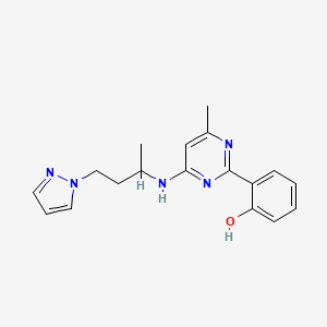 molecular formula C18H21N5O B5986279 2-(4-methyl-6-{[1-methyl-3-(1H-pyrazol-1-yl)propyl]amino}pyrimidin-2-yl)phenol 