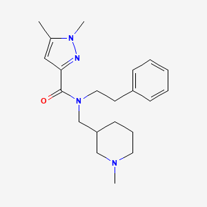 molecular formula C21H30N4O B5986293 1,5-dimethyl-N-[(1-methyl-3-piperidinyl)methyl]-N-(2-phenylethyl)-1H-pyrazole-3-carboxamide 