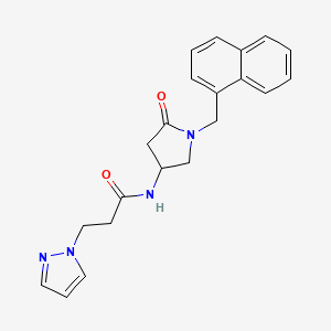 molecular formula C21H22N4O2 B5986312 N-[1-(1-naphthylmethyl)-5-oxo-3-pyrrolidinyl]-3-(1H-pyrazol-1-yl)propanamide 