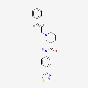 molecular formula C24H25N3OS B5986442 1-[(2E)-3-phenyl-2-propen-1-yl]-N-[4-(1,3-thiazol-4-yl)phenyl]-3-piperidinecarboxamide 